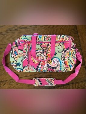 Vera Bradley Iconic Weekender Travel Bag Pink Floral Paisley